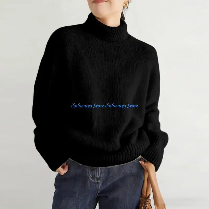 573B Turtleneck Sweater 2026 Fall Winter Thick Knitted Pullover Trendy Jumper Top 3