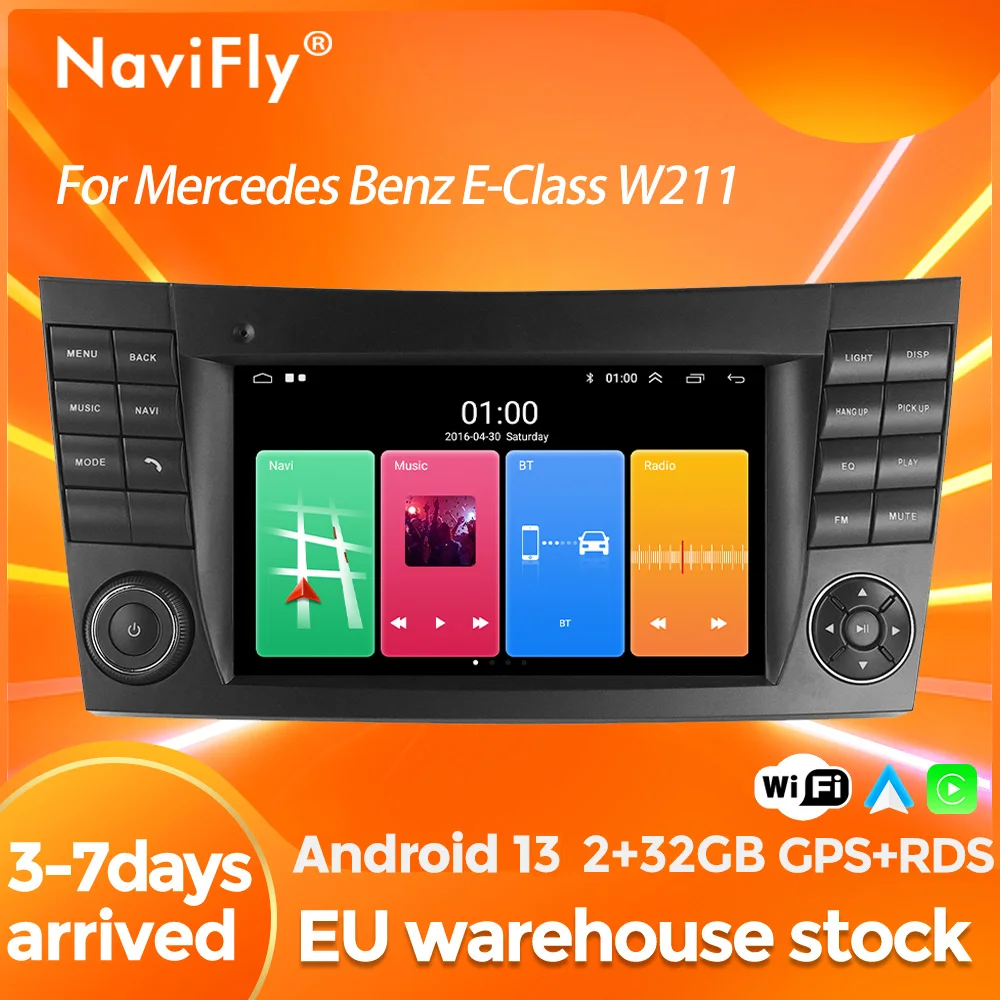 Android 13 Car Radio 7 inhc Touch Media RDS Player For Mercedes-Benz E-Class W211 CLS CLASS W219 WiFi CarPlay Auto Navigation