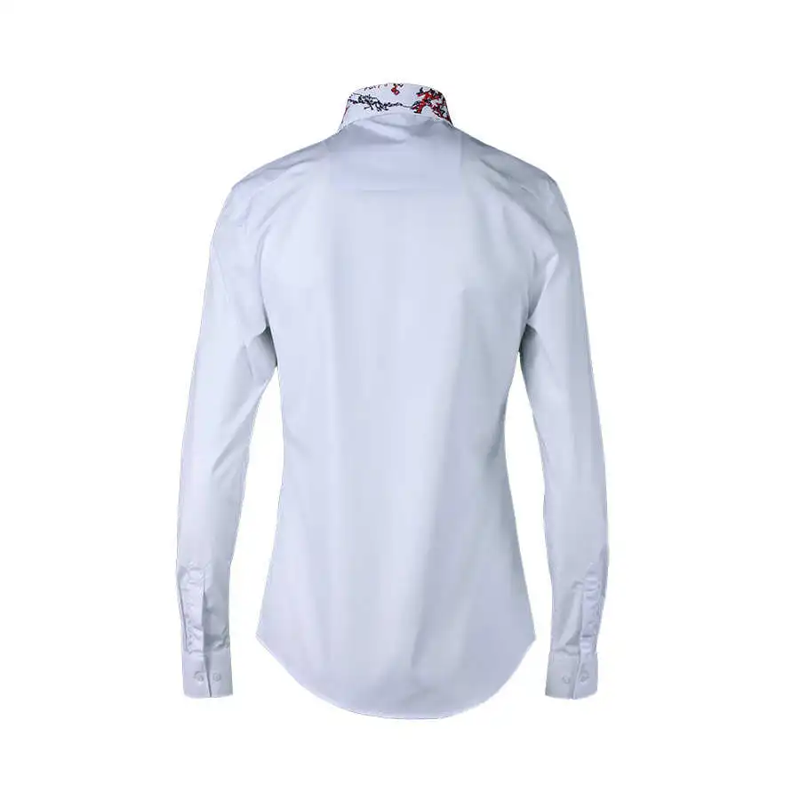 

Red Flower Embroidery Collar Men's irt Trendy Slim Fit Long Sve Ice Sensation Sun Protection Treaent Cotton Youthful S...