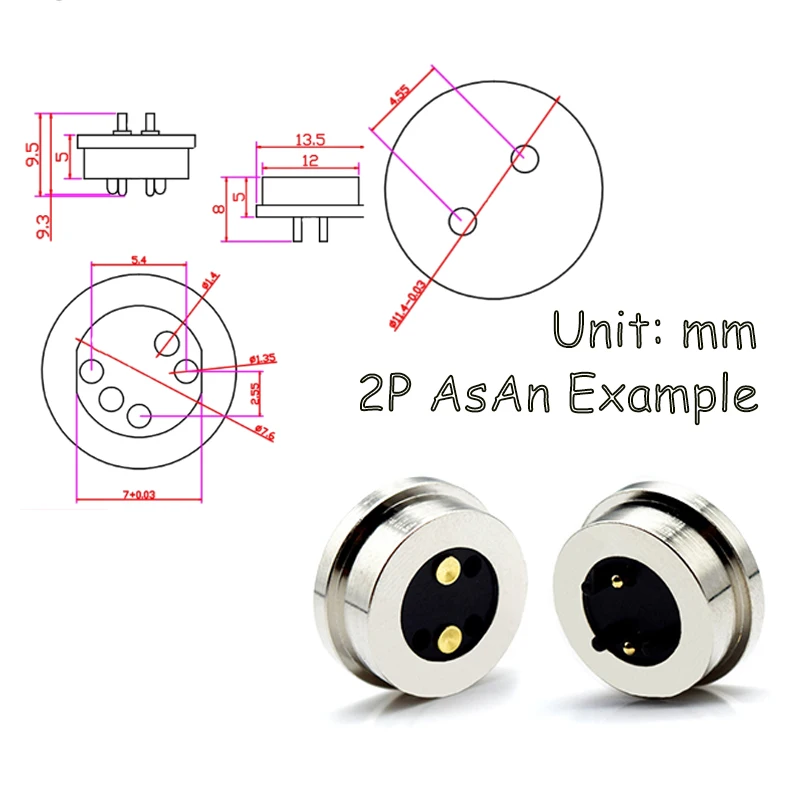 Spring Loaded Magnetic 1 2 3 4 5 Round 8mm 10mm Male And Female 2A 10A Optical Power Charging Pogo Pin Circular Connector