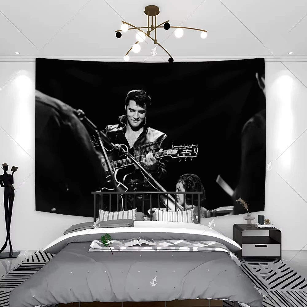 Elvis Presley Rock 'n' Roll King Tapestry - Bohemian Hippie Style Wall Hanging, Music Icon Home Decor Flat Print