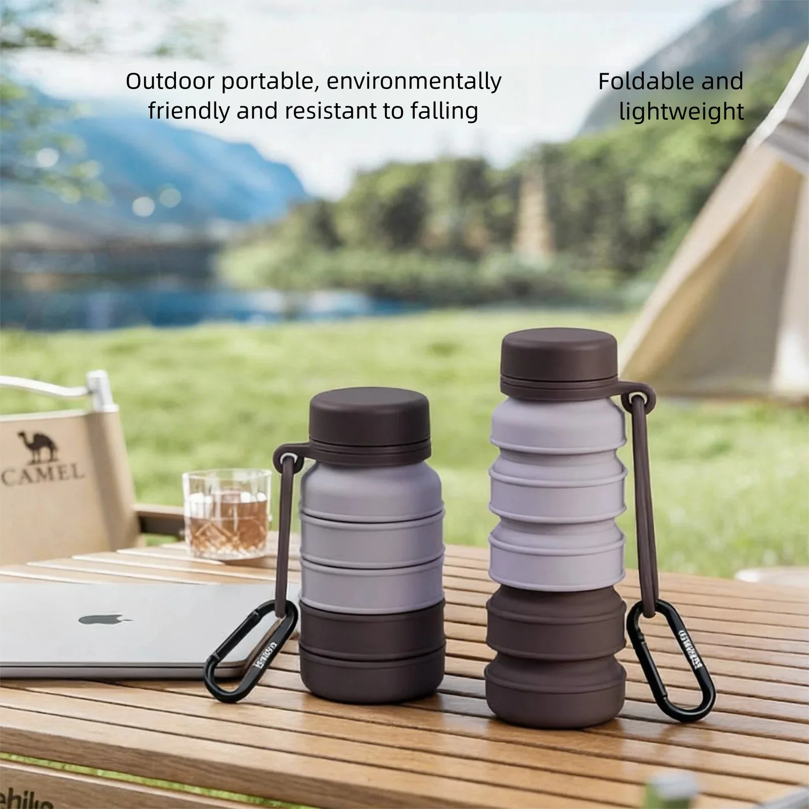 Shatterproof Collapsible Cup Hard Foldable Silicone Glass for Travel Outdoor Easy Clean Portable Water Bottle Camping Hiking