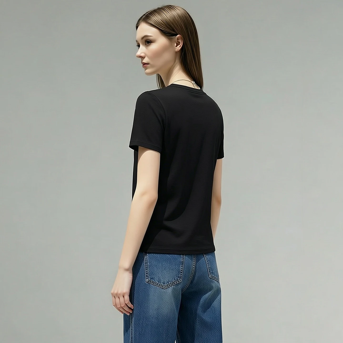Amii Women's T-Shirt 2026 Summer New V Neck Hem Slit Shirred Knit Top Colid Color Casual Women's Short Sleeve T-shirt 12622129