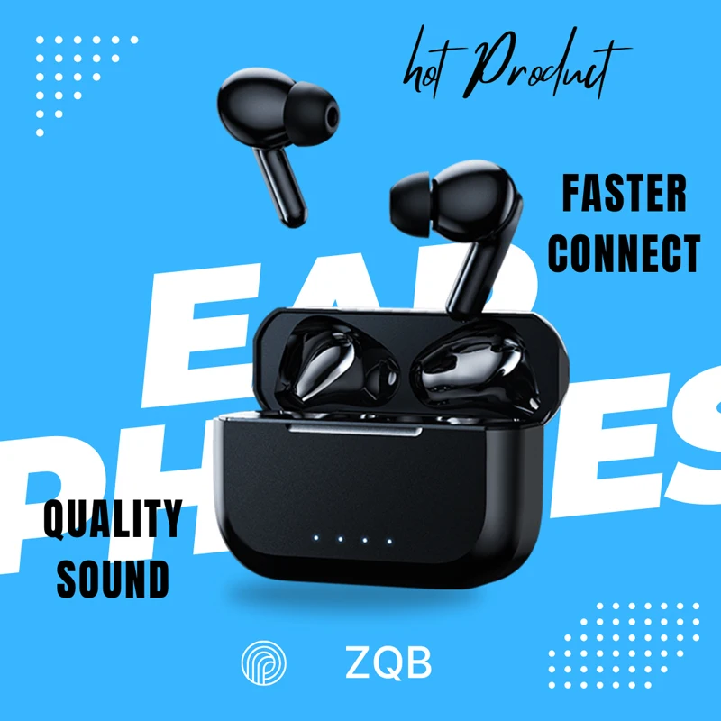 ZQB A3 Bluetooth Fones de ouvido sem fio TWS 5.3 HiFi Música Som estéreo com microfone Fones de ouvido para jogos