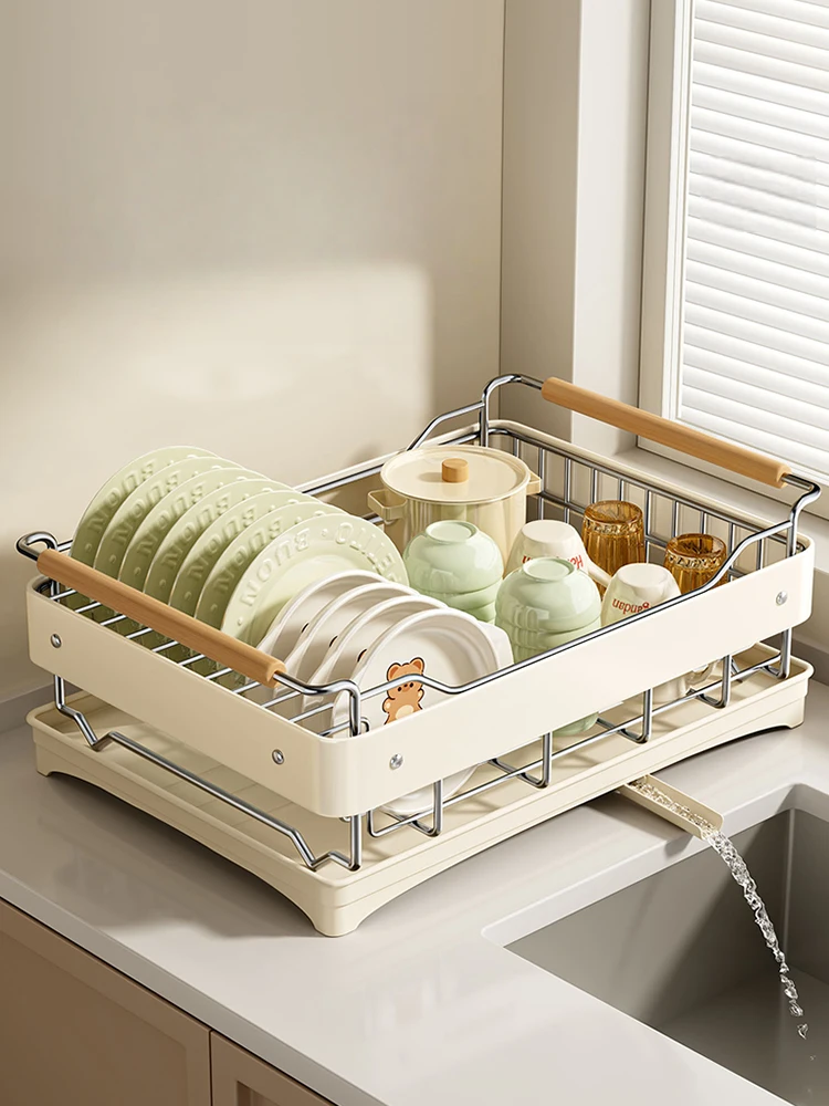 

Kitchen Di Drainer Ra Multi-Function Storage Box Home Countertop Bowl Plate Organizer Metal Crt Durable Carbon Steel