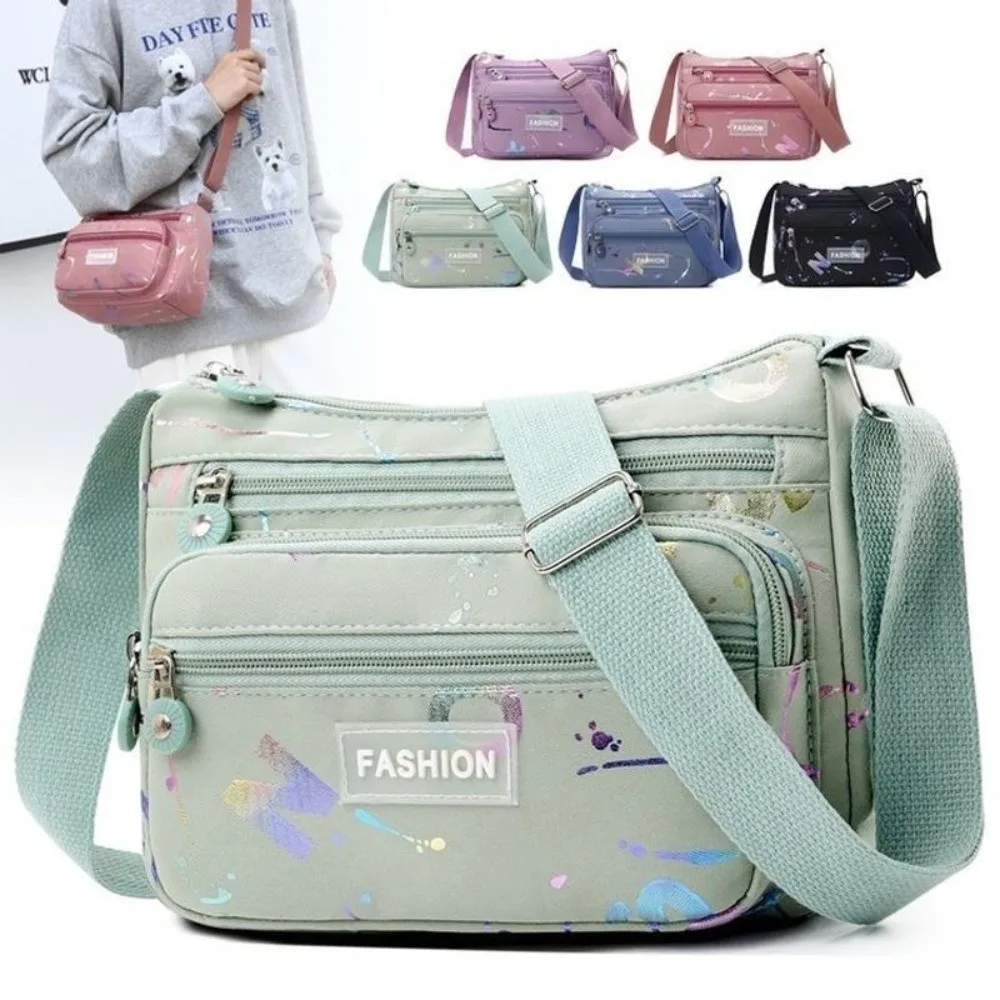 

Durable Large Capacity Crossbody Bag Nylon Multi-layer Shoulder Bag Adjustable Strap Waterproof Mobile Phone Bag Women