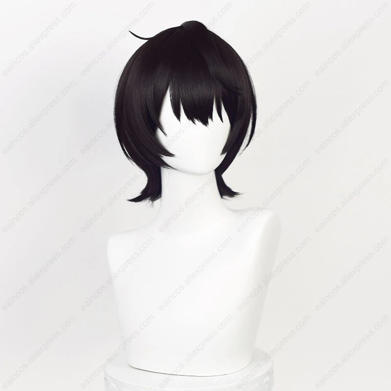 Parrucca cosplay ES Ritsu Sakuma Parrucche sintetiche resistenti al calore per capelli corti neri naturali da 32 cm