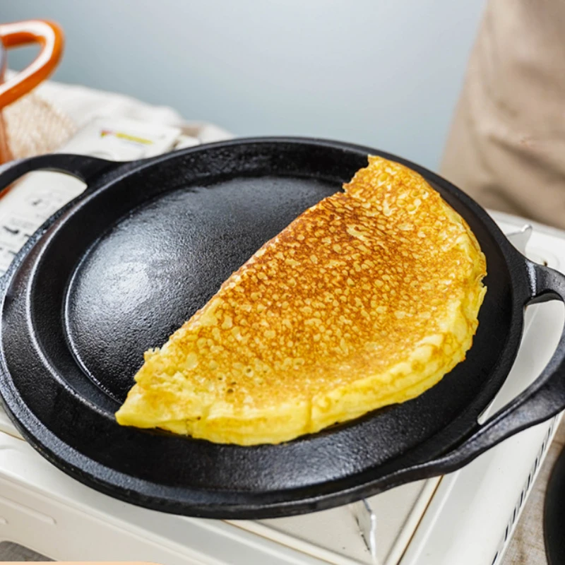 

Cast Iron Pancake Griddle with Even Heat Distribution, Non-Stick Baking Pan for Gas Stove, Thickened Traditional Crepe Maker