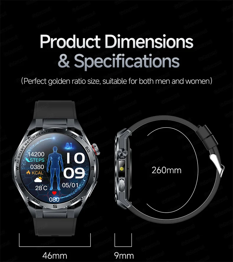 ECG Smartwatch für Herren, Bluetooth-Anruf, Fitness-Tracker, Blutdruckmessung, BO2, Schlafüberwachung, Gesundheits-Smartwatch, Sport, für Android und iOS – Detail 35