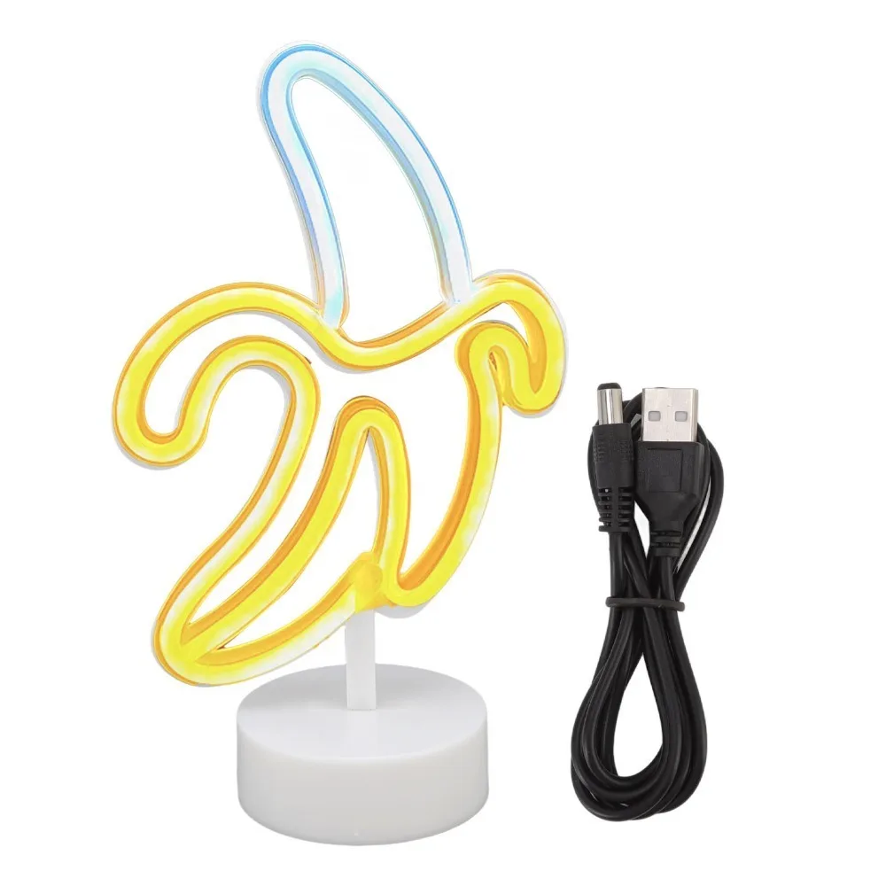 Vibrant Banana Shaped Neon Sign USB Battery Powered Yellow and White Light LED Neon Night Light Neon Lamp Wedding Decoration