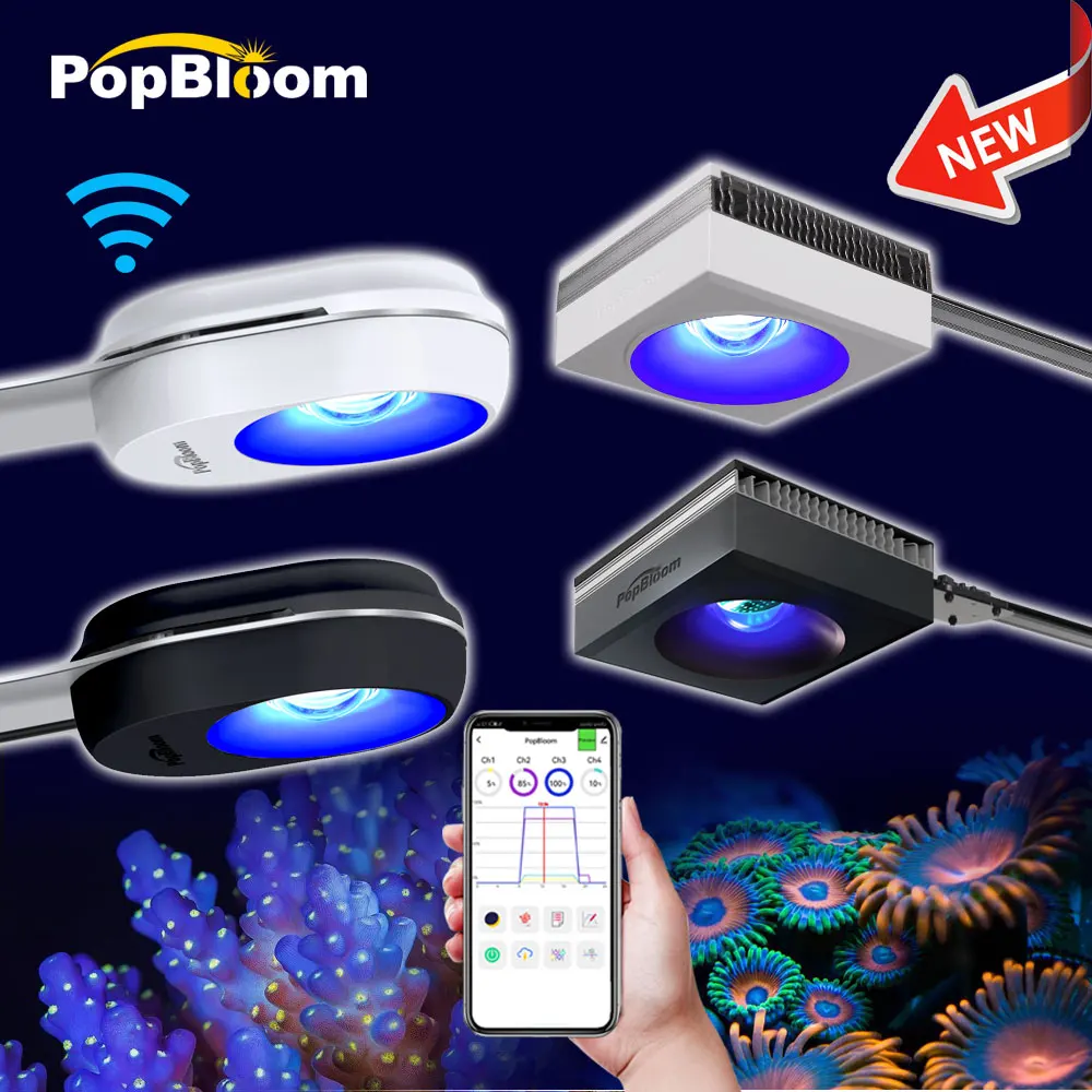PopBloom HertzRL60 RL90 Aquarium Lighting Full Spectrum Aqua Marine Fish Tank LED Lamp for Saltwater 30-60cm Aquarium Nano Tank