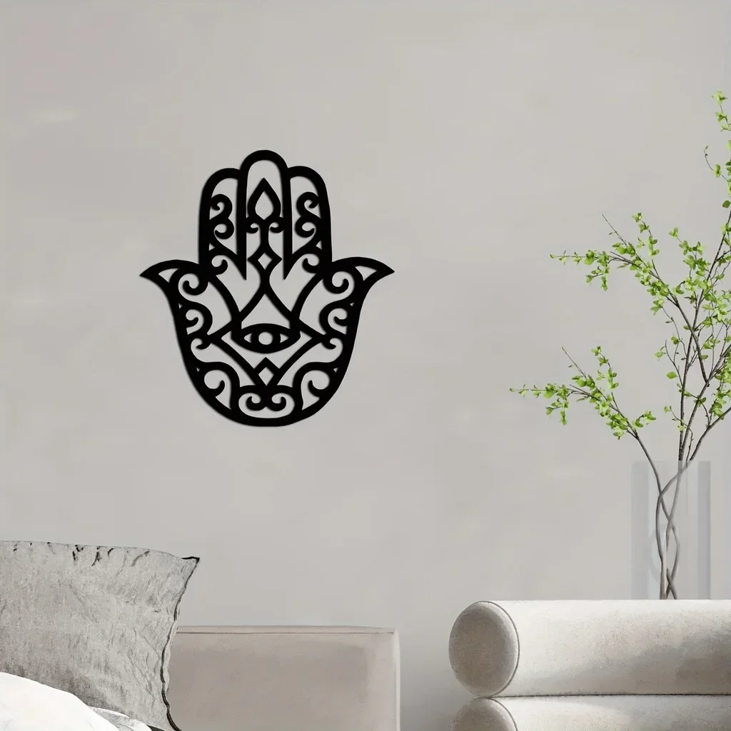 1pc Wall Art Decorations, Hamsa Hand Theme Decor Indoor Livingroom Black Classic Room Decor Wall decoration