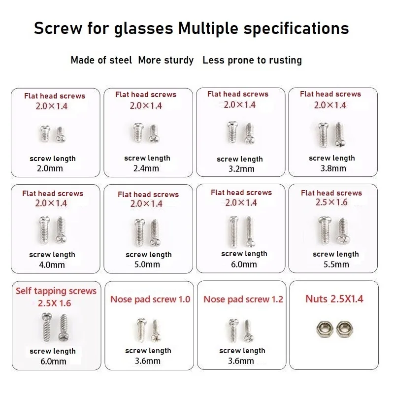 Eyeglasses Sunglasses Repair Kit Tool Glasses Screwdriver Screws Sets Nuts Nose Pad Optical Repair Tool Parts Assorted Kit New