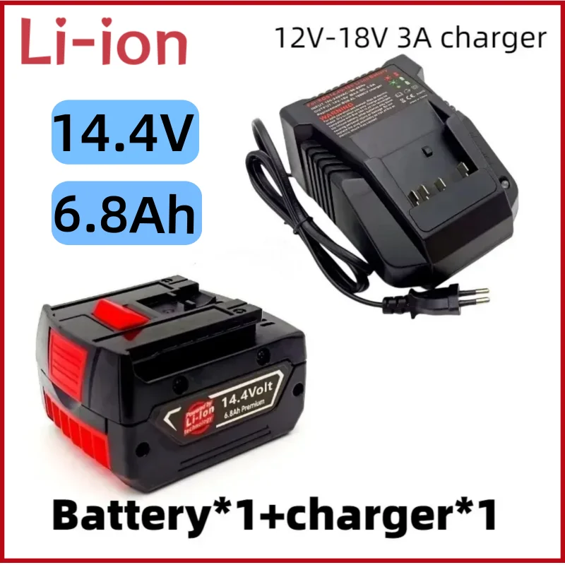 

14.4V 6.8Ah Lithium ion battery rechargeable for electric drills GBH GDR GSR 1080 DDS180 BAT614G BAT607 BAT607G