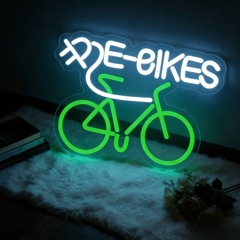 

E-bikes Neon Sign LED USB Dimmable Wall Art Night Light for Garage Vintage Cycling Bike Shop Man Cave Bedroom Cafe Party Gift