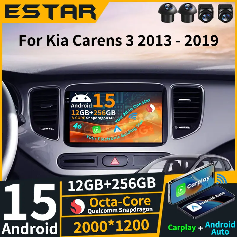

Android 15 для Kia Carens RP 3 III 2013-2019 Автомобильный радиоприемник Стерео Carplay Беспроводной экран Навигация Интеллектуальная система 2K QLED BT