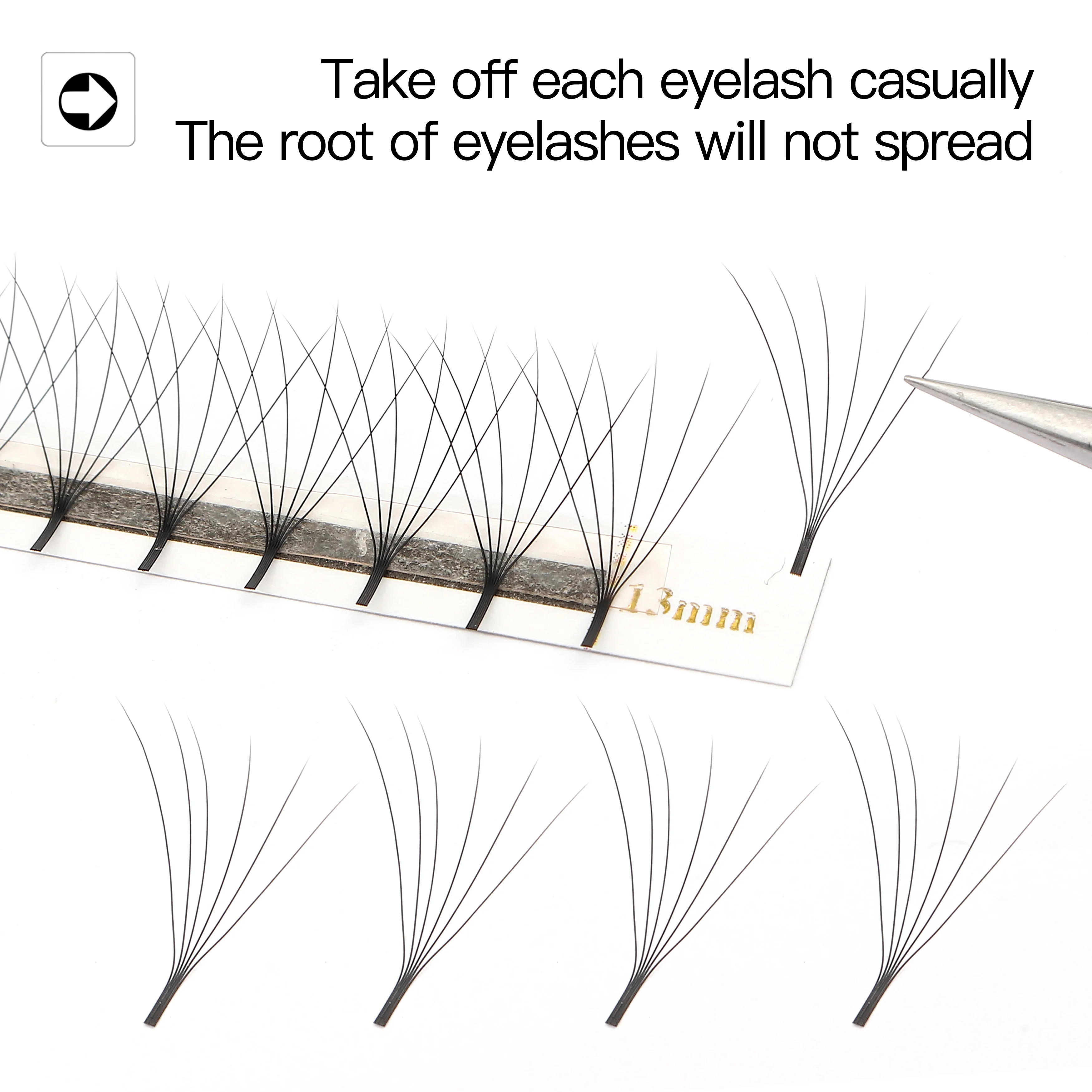 XIUSUZAKI Sharp Narrow Stem Premade Fans Eyelash Extension 0.07mm 4D-10D Thin Pointy Base Russian Fans Ready Volume