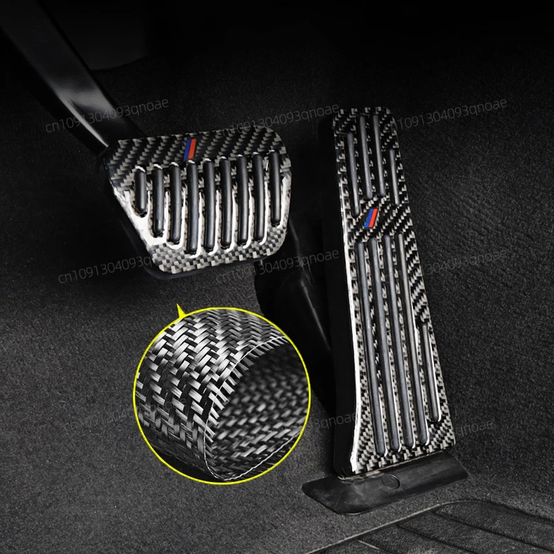

For X1 X2 X3 X4 X5 3 4 5 6 Series E70 F15 F30 Car Accelerator Brake Pedal Carbon Fibre Decoration Cover Interior Accessories