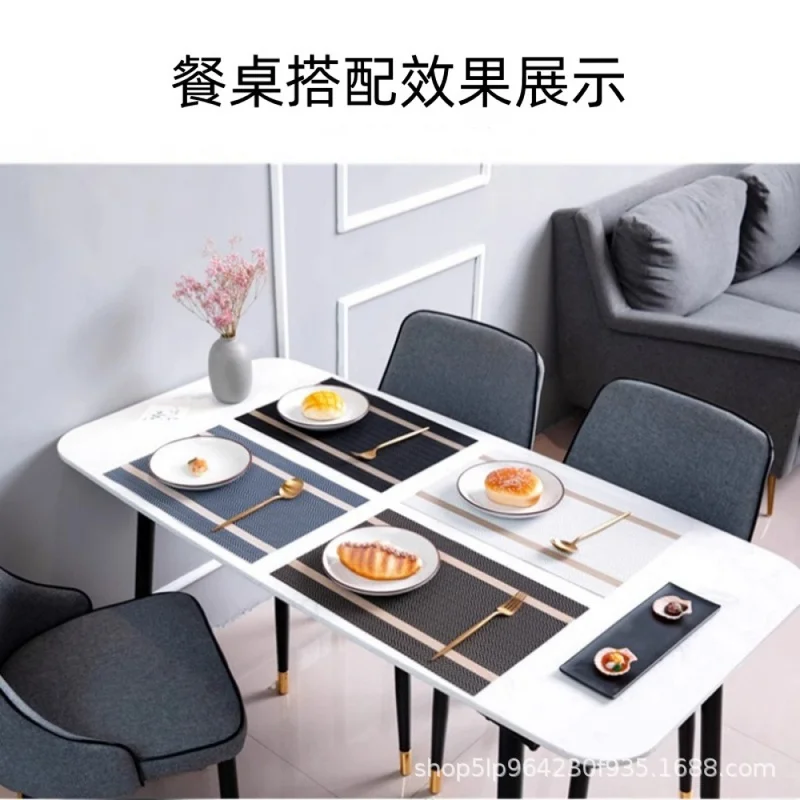 European Golden Thread Woven Placemat, Luxury Heat Resistant Non Slip Table Mat, Nordic Style Table Decor for Hotel Home Dinner