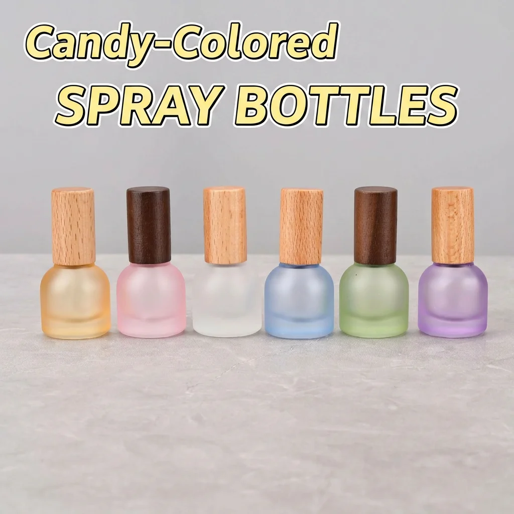 Frosted Glass Bottle Elegant Cosmetic Storage Bottle Wooden Cap Bottle High Quality For Perfume Storage Skin Care Application