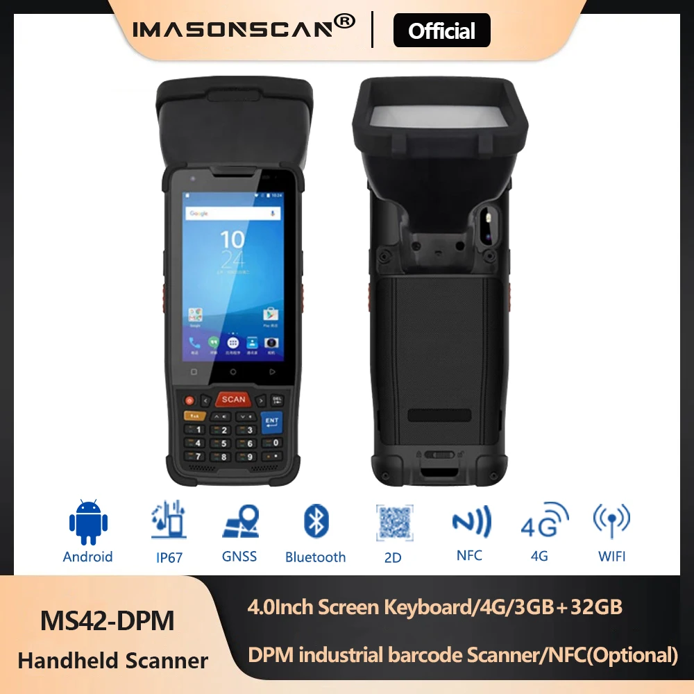 

DPM Barcode Scanner Digital Keyboard Handheld Industrial Android Data Collector Mobile Computer Android12 4Inch 3+32GB IP67 PDA