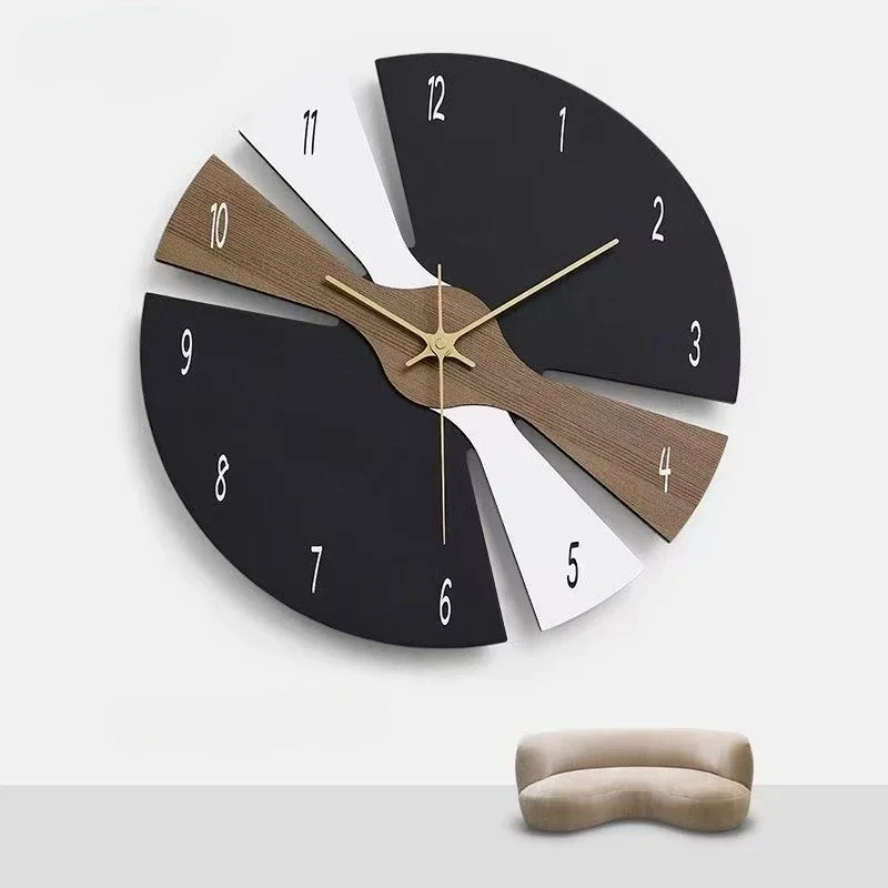 16 Inch Nordic Modern Light Luxury Wooden Wall Clock Luxury Home Living Room Decoration Art Background Wall Wooden Wall Clock