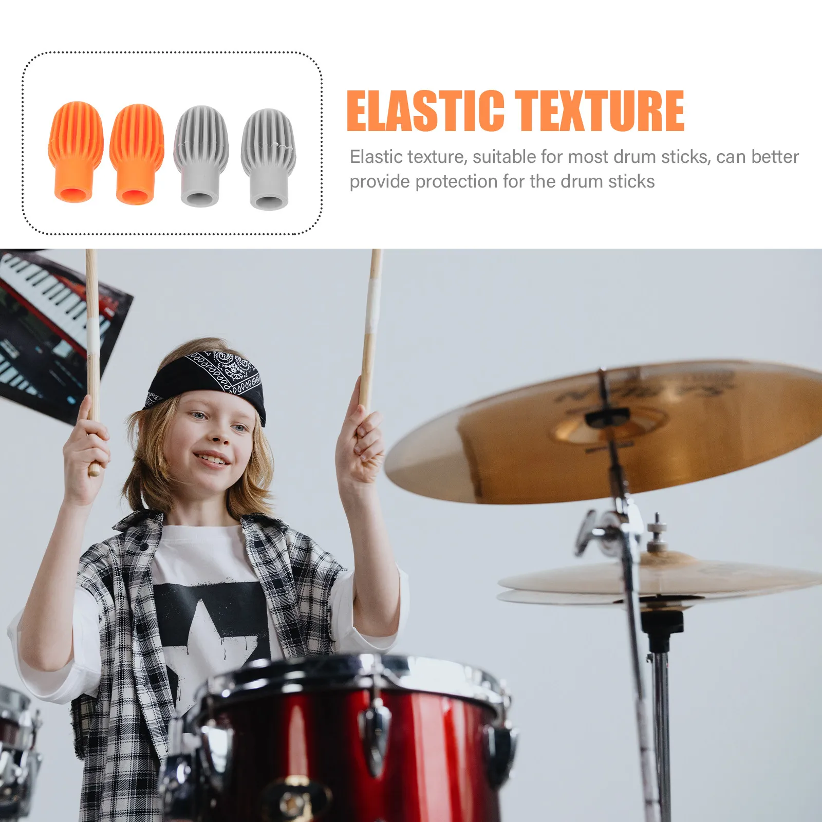 

4Pcs Drumstick Head Covers Silicone Mute Drum Stick Protectors Practice Tips for Drum Accessories Percussion Supplies