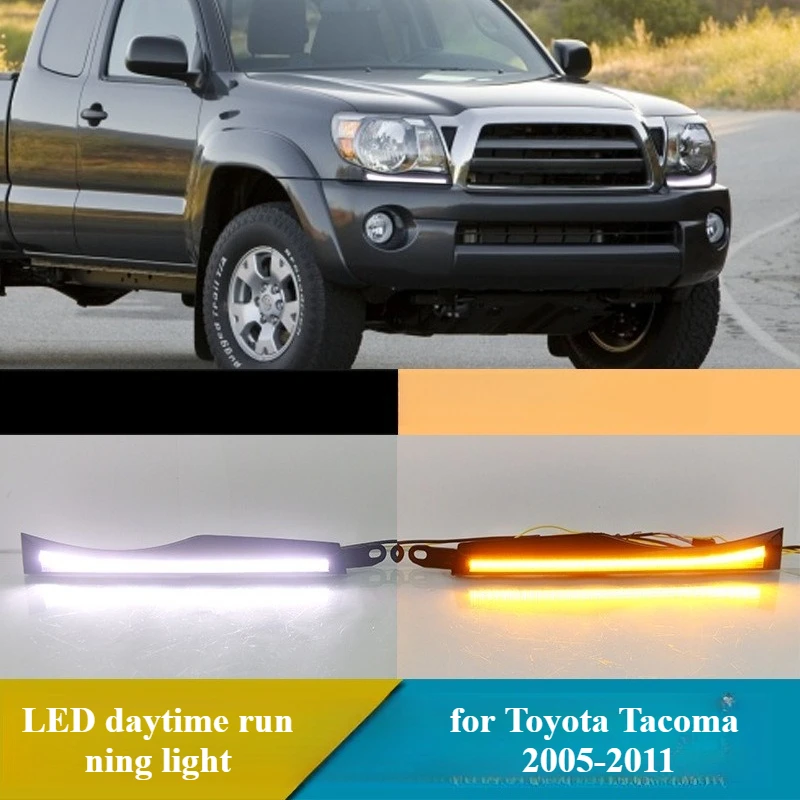 

For Toyota Tacoma 2005-2011 LED Daytime Running Light Headlight Decorative Strip DRL Front Bumper Fog Lamp Dynamic Turn Signal