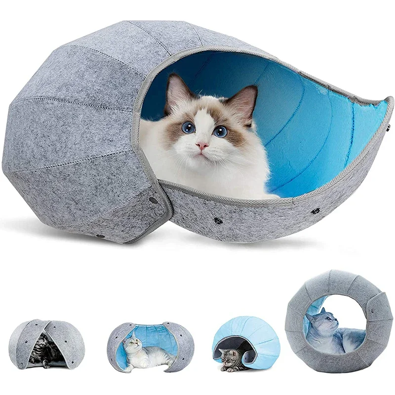 Custom Logo 8 in 1 Multi-Function Pet Interactive Kitten Houses Deformable Felt Cat Tunnel Cave Bed for Indoor Cats