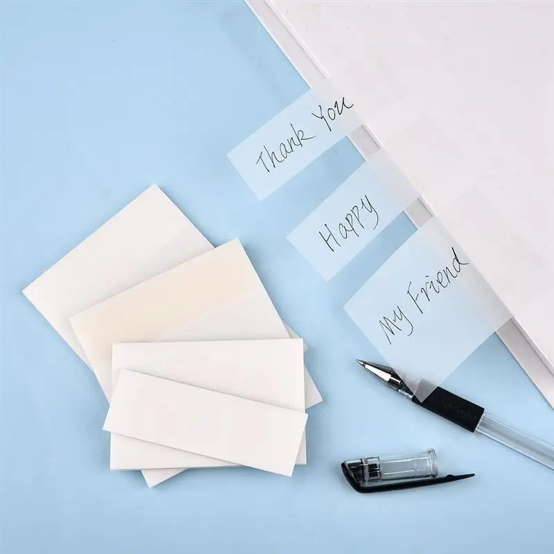 50Sheets Transparent Sticky Notes Students Self-Adhesive Stickers Paper Supplies Memo Pad Waterproof School Office Stationery