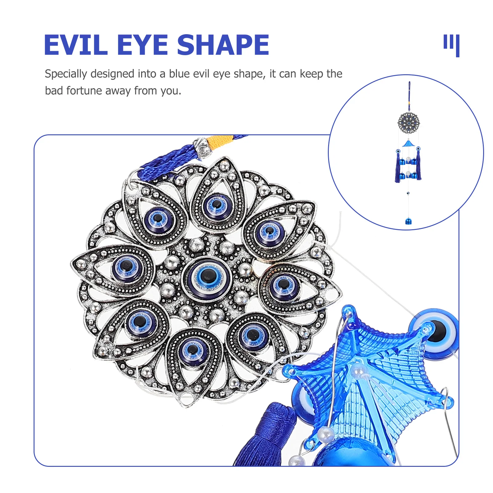 

Premium Metal Wind Chime Blue Evil Hanging Ornament Decor Dreamcatcher Outdoor Hanging Bell Wind Bell For
