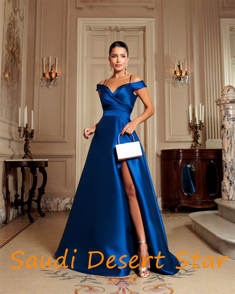 customizedCustomized Graceful V-Neck Spaghetti Straps Evening Dress Delicate A-Line Side Slit Party Dress Fashion Zipper Back Pr