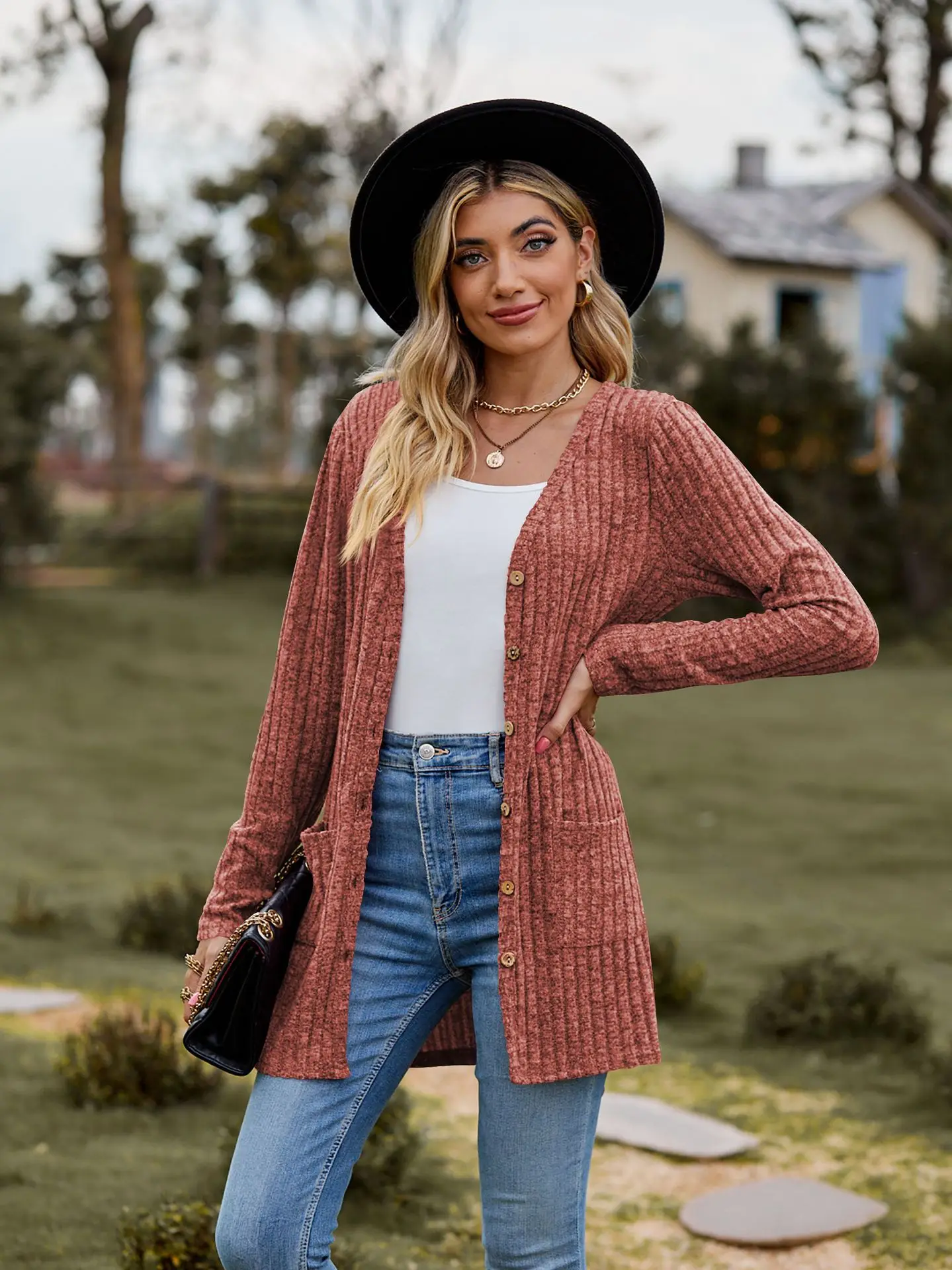 2023 Autumn New Women\'s Fashion Elegant Casual Versatile Comfortable Brushed Pit Stripe Solid Long Sleeve Women\'s Cardigan Top