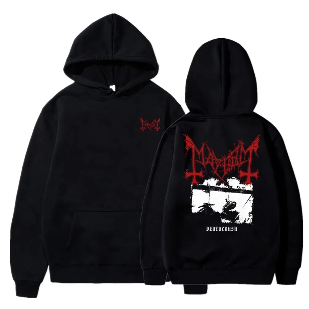 2024 Men's Clothing Pullover Hoodies Mayhem Black Metal Graphic Printing Sweatshirts 100% Cotton  Casual Tops New Streetwear