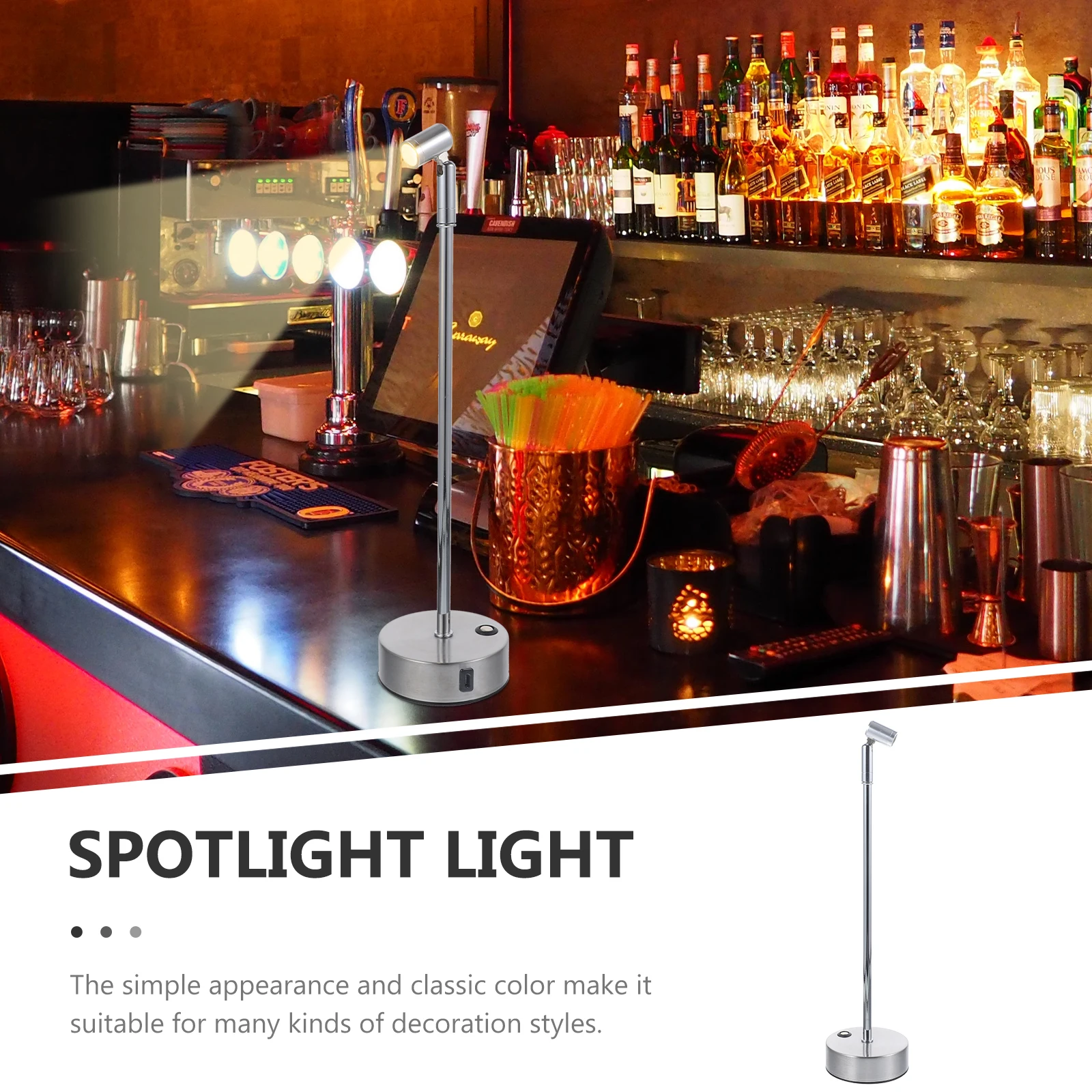 1 قطعة LED الأضواء منضدية قابلة للشحن ضوء الفضة قابل للتعديل بار مطعم جو مصباح الجدول ضوء الأضواء مصباح