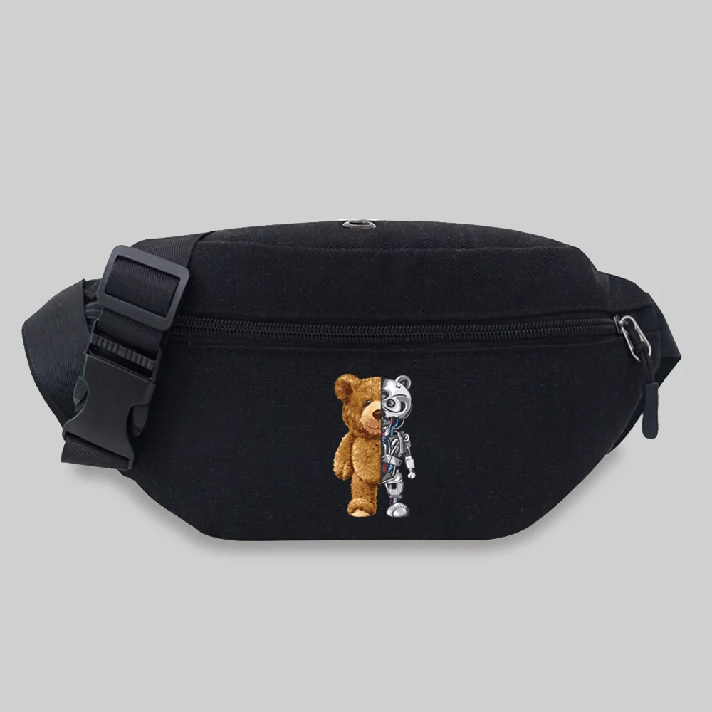 New Women\'s Waist Bag Men Chest Messenger Bags Outdoor Sport Crossbody Bag Cute Bear Series Pattern Travel Phone Purses Belt Bag