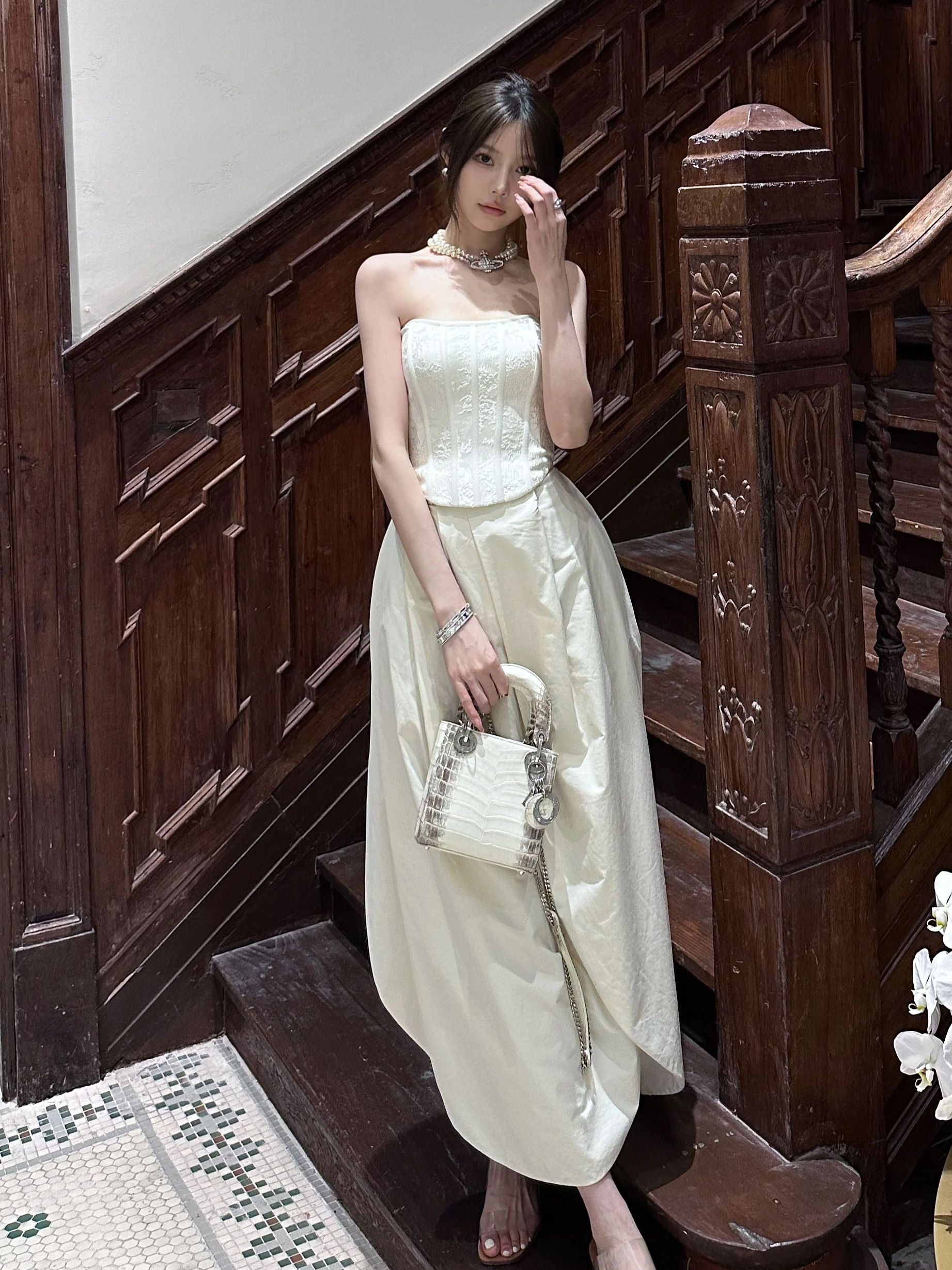 

Новая женская юбка FBB Limit весна-лето с нежной вышивкой, асимметричная, с высокой талией, из ткани Fibone