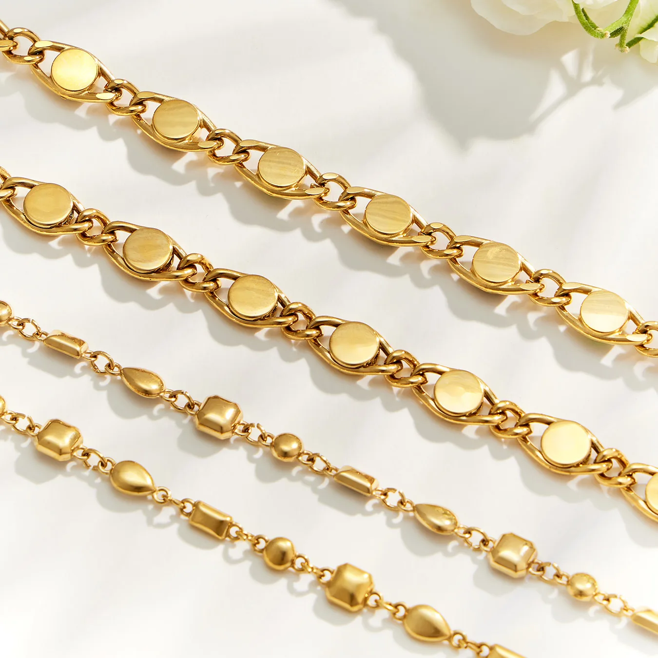 Boho Bunte Zirkon Halskette Armband 18k Vergoldetes Edelstahl Schmuckset für Damen Zierliches Party-Schmuckset – Detail 14