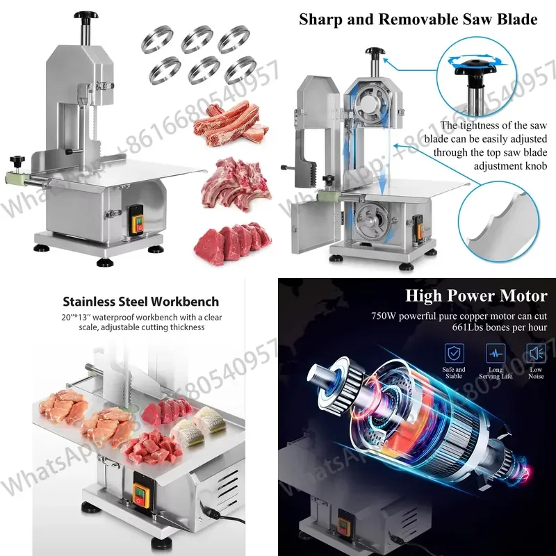 OOTD Stainless Steel Beef Pork Ribs Meat Saw Meat Cutter Band Butchers Saw Machine Saw Frozen Fish Cutting Machine