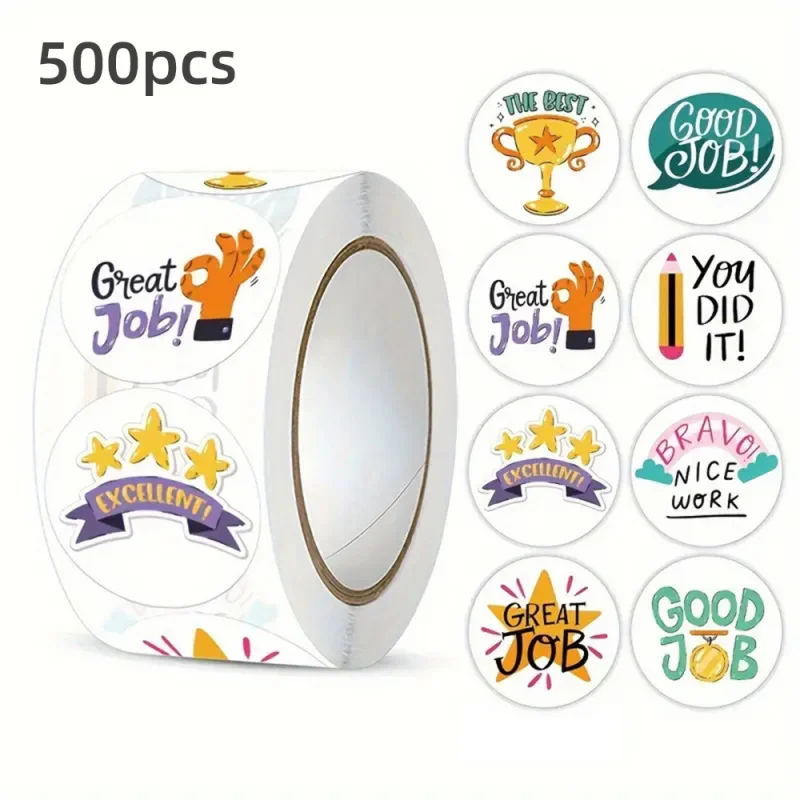 

Cute Animal Encouragement Stickers for Kids, Self-Adhesive Reward Labels with English Words, Cartoon Motivational Tags