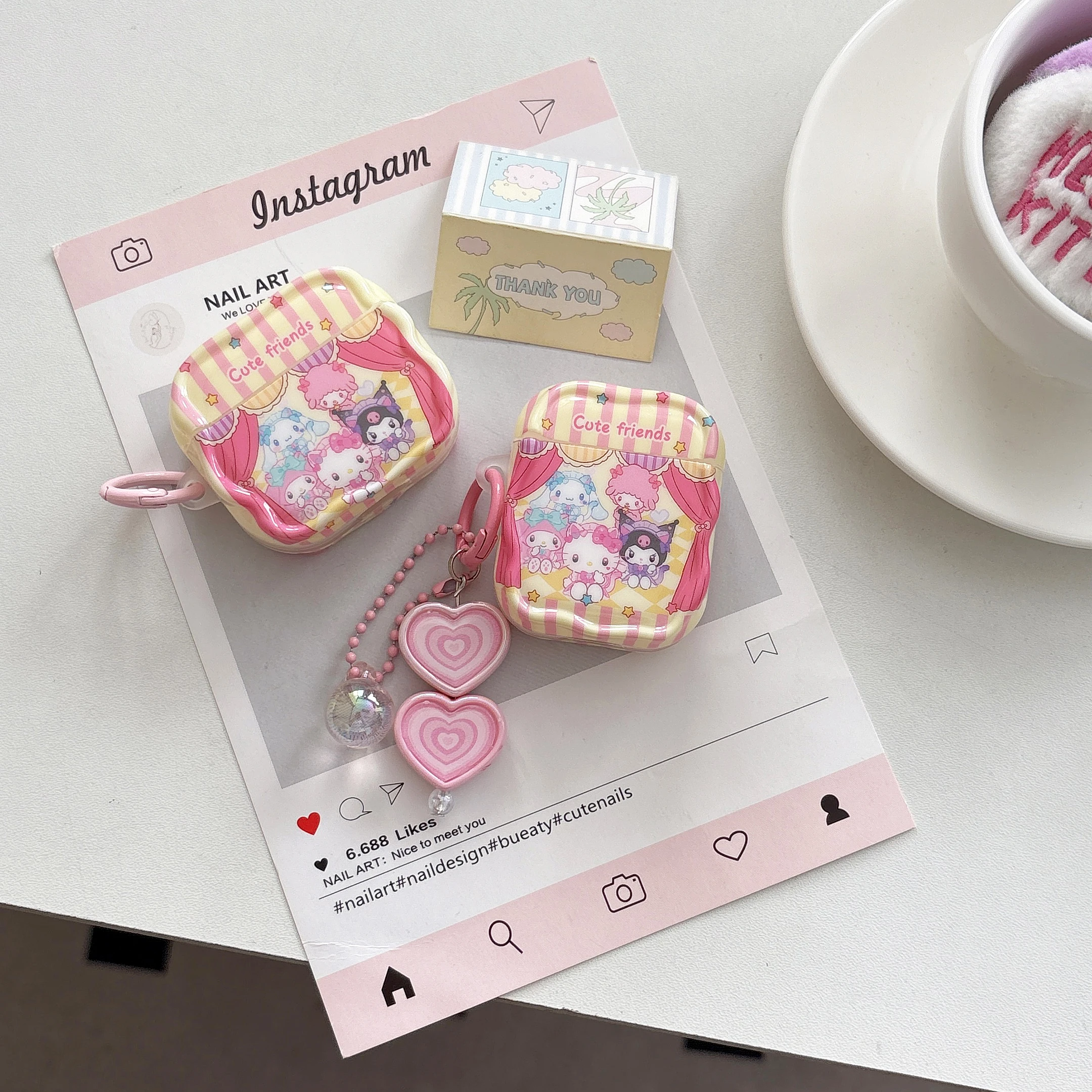Girl Holiday Gift Cute Cartoon Earphone Case For AirPods Pro2/Pro3/4/3/2  For HelloKitty Shockproof Anti‑drop Protective Cover