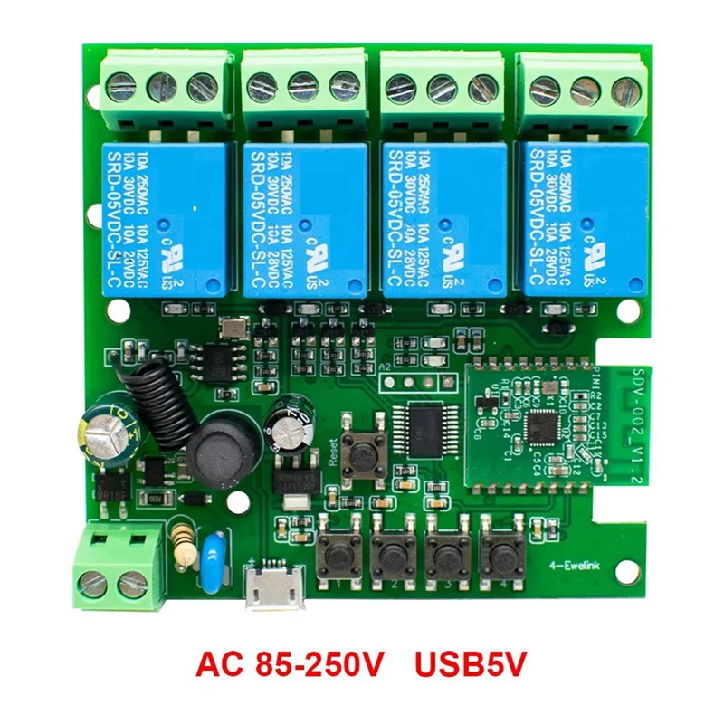 B29C-Wifi Przełącznik RF AC 85-250V Inteligentny Przełącznik 4 Kanały Przełącznik Wifi Przekaźnik RF Pilot Zdalnego Sterowania