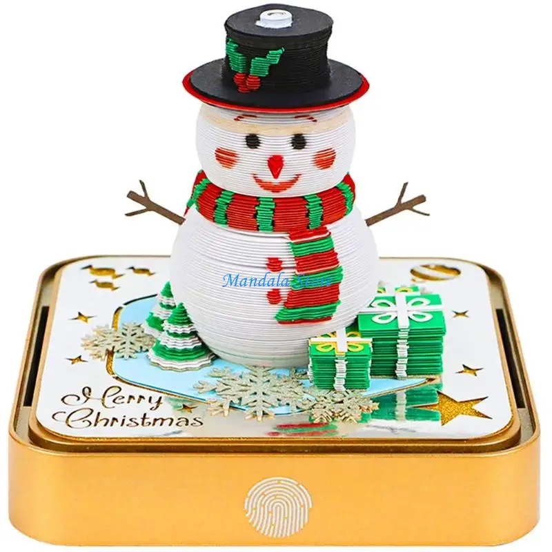 

U2JC Winter Snowman 2026 Calendar Paper Craft Art Battery Power Christmas Table Decoration