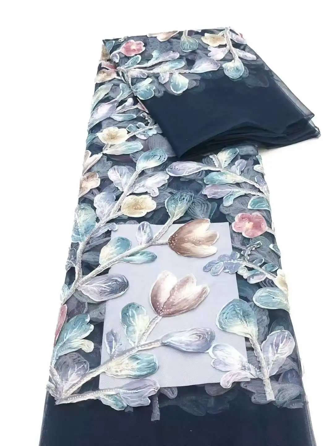 Ultimo tessuto africano del pizzo del fiore 3D ricamo tessuto francese del pizzo della maglia fiore di lusso sposo pizzo nigeriano di tulle per la festa