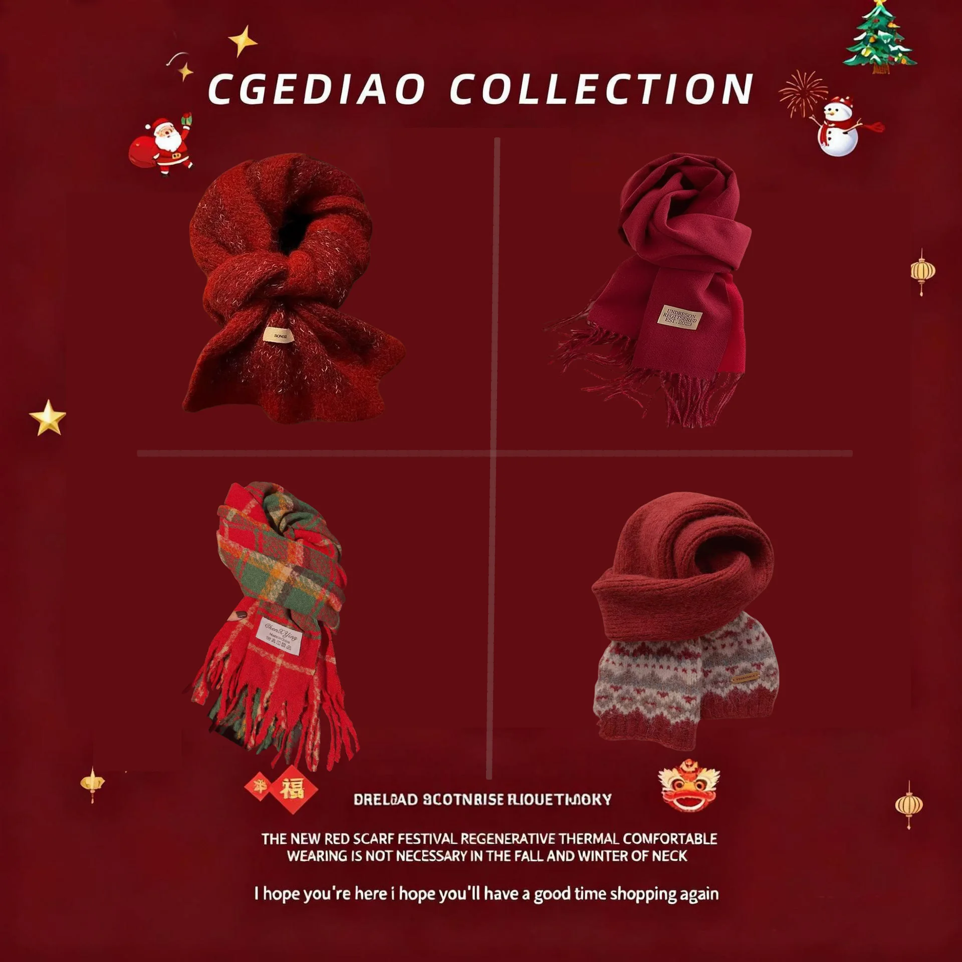 

Winter Korean Atmosphere, Red Cashmere Knitted Scarf, Light Luxury, High-end Scarf for Women