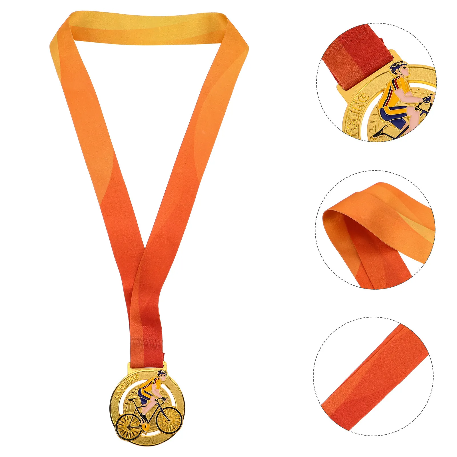 

Metal Cycling Medal Gold Award Trophy with Neck Ribbon for School Sports Tournament Biking Competition Student Party Prize Adult