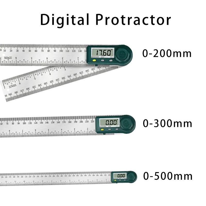 

200/300/500mm Stainless Steel Digital Angle Finder ruler Digital Protractor with Zeroing and Locking Function for Woodworking