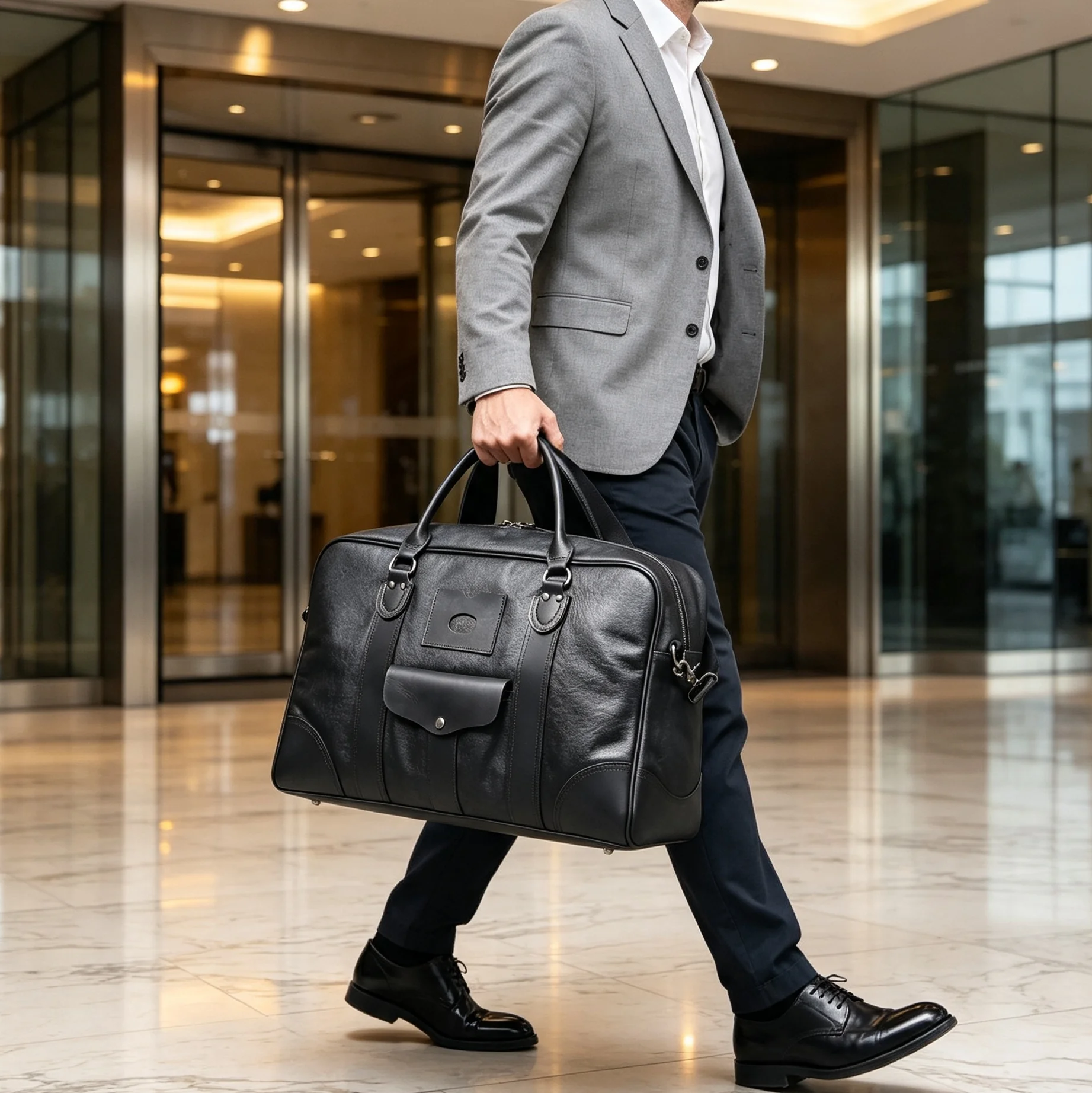 S.WORKER Vintage Reisetasche aus hochwertigem, pflanzlich gegerbtem Leder, Herren-Weekender-Reisetasche, Sporttasche für Outdoor-Reisen – Detail 4