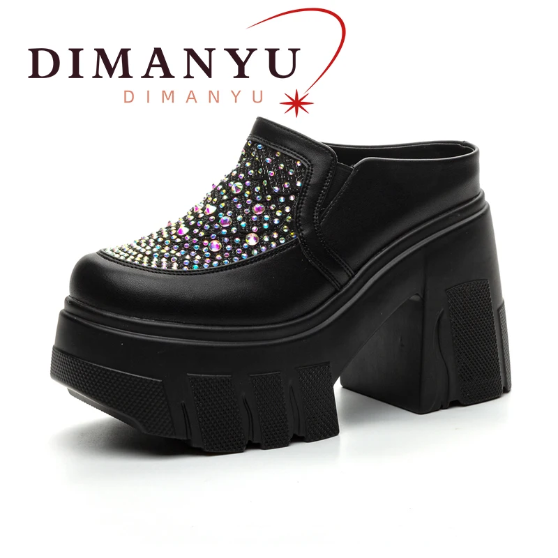 

DIMANYU Half Slippers Women's Shoes Genuine Leather 2024 Summer Mesh Women's Shoes Platform High-heeled Women's Slippers