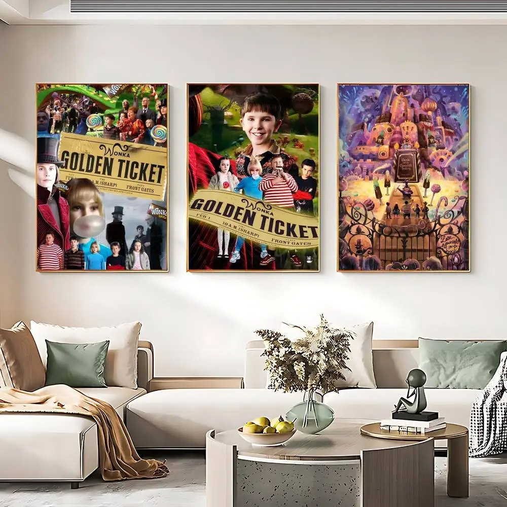 C-Charlie And The Chocolate Factory Poster Sticky Posters Waterproof Paper Sticker Coffee House Bar Home Decor
